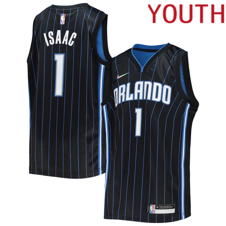 Youth Orlando Magic 1 Jonathan Isaac Nike Black Diamond Swingman NBA Jersey